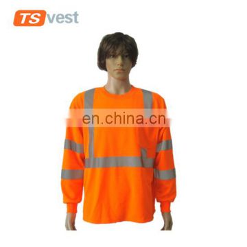 Anti-pilling breathable orange sports safety T-shirt with chest pocket