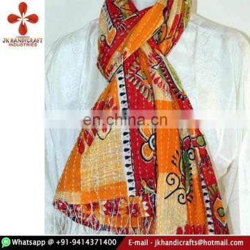 Hot Sale Vintage Sari Patchwork Reversible Handmade Kantha Shawl