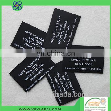 Care instruction label silk screen printing clothing labels