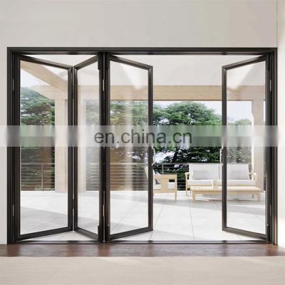 Australia standard aluminium slim frame fireproofing and soundproof double glass bi folding doors with blinds