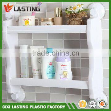 2 Layers Plastic Bathroom Shelf Kitchen Storage Shelf With Super Suction for bathroom shelf