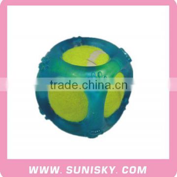 dog tennis ball plastic and rubber material