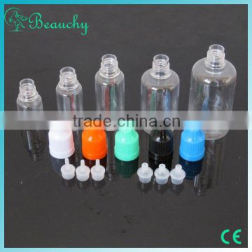 e liquid bottle 30ml pet bottle with childproof & tamper evident cap and long thin dropper