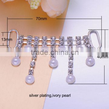 (M0924) 70mmx40mm,16mm bar, rhinestone connector for hair jewelry,silver plating