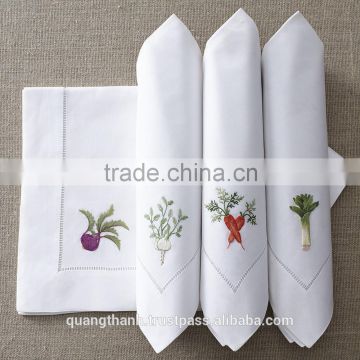 hand embroidery napkin,hemstitch napkin,linen napkin