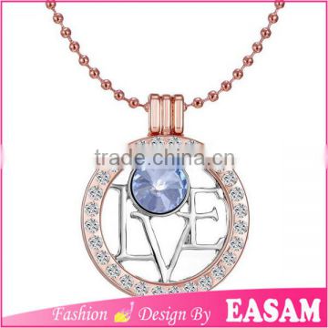 Easam new design creative crystal insert love coin locket necklace