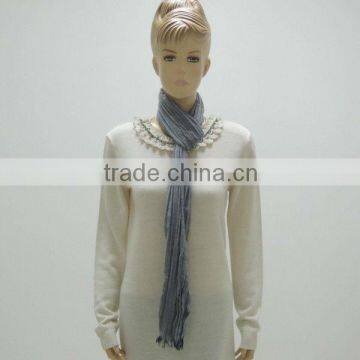 TYSAF039 white and black knit scarf for girl with 100wool