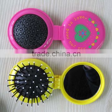 plastic foldable foldable pocket comb mirror for promotion