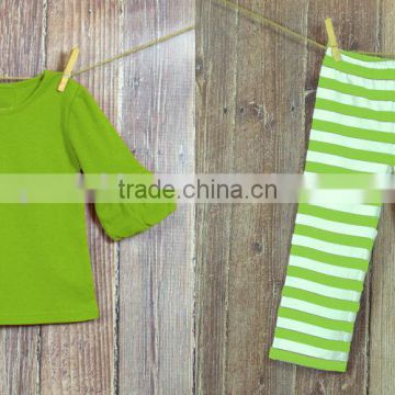 Baby oufit green top and stripe pants boutique set children persnickety remake girl christmas clothing set