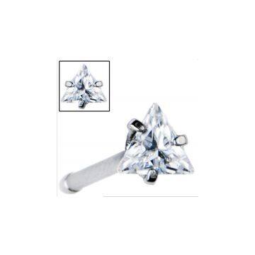 20 Gauge Clear Triangular Cubic Zirconia Nose Bone Nose Stud