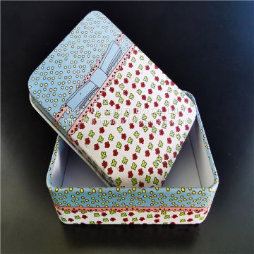 Cosmetic Box Square Cookie Tins Blue & Red