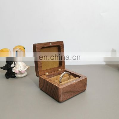 Customized black walnut wooden box wedding wood flip ring packing boxes jewelry storage gift box