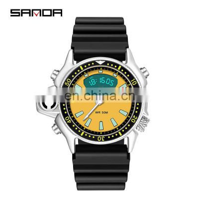 Sanda 3008 New Retro Men Digital Wristwatch Clock Luminous Chronograph Designer Brand Watches