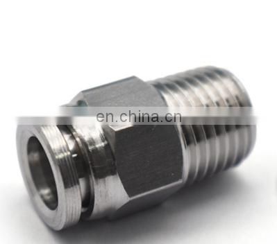 High quality SS 304 straight 1/4 inch male  NPT thread pneumatic air tube  hose fittings insert 6MM pipe