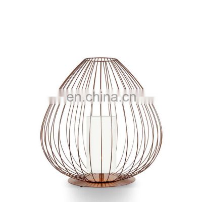 Wholesale Simple Nordic Style Bowl Shape Candle Holder Metal Wire Lantern Tabletop Black Iron Tealight Candle Holders