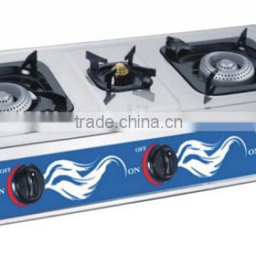 three burner stainless steel table gas stove