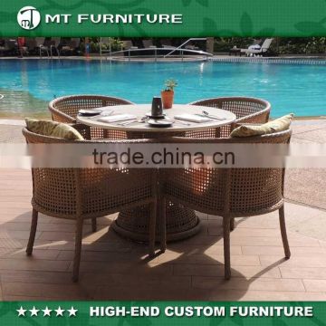 2016 new design aluminum frame wicker outdoor rattan furniture restaurant dining tables and chairs