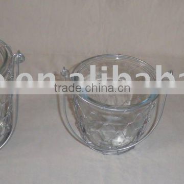glass pot with iron stand;glass flower pot;flower pot