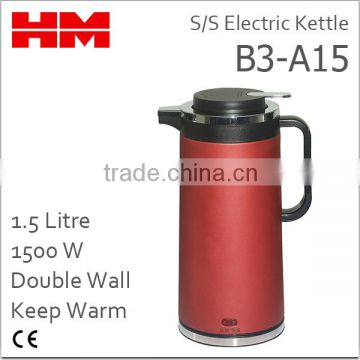 Stainless Steel Double Wall Electric Kettle B3-A15 Red