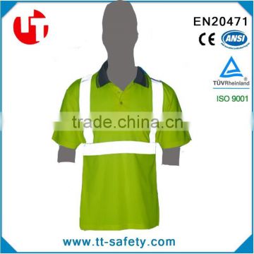 fluorescent warning short sleeve yellow work high visibility button shirts