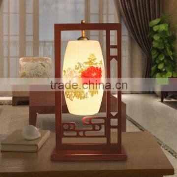 Jingdezhen decal pastel ceramic wood crafts wholesale table lamps