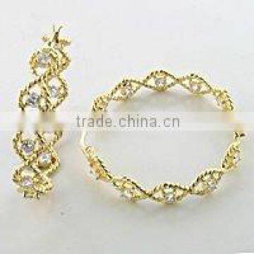 Gold Plated CZ Fashion Big Earrings