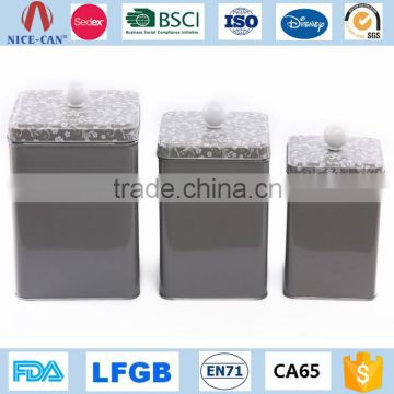 Gold Supplier Sell Different Size Square Metal Printed Tea Can Box with Lid
