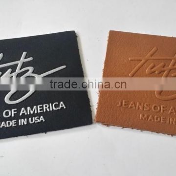 Embossed Custom Logo Soft Pu Leather Label for Jeans