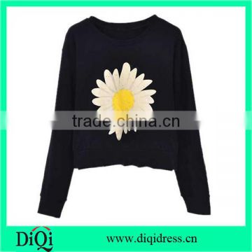 Black Pullover jersey sweatshirt with front print 2015