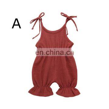 2019 summer Linen Baby folding suit Baby crawling suit with short sleeve cotton triangular pants