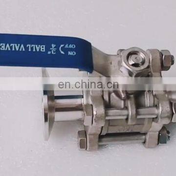 Sanitary 3pc Stainless Steel Actuated Tri-Clamped  Ball Valve with Actuator