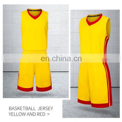 Latest Design Plain Basketball Jerseys Blank Mesh Reversible Basketball Uniform Set Sublimated Shorts