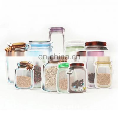 Mason Jar Bottles Bags Leakproof Food Saver Storage for Tea Refrigerator Organizor  Reusable Food Storage Snack Ziplock Bags