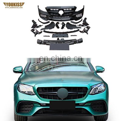 2017-2020 PP Body Kits For Mercedes Benz E Class W213 Upgrade E63S AMG Front Car Bumper With Car Grille Front Lip Bumper Trims
