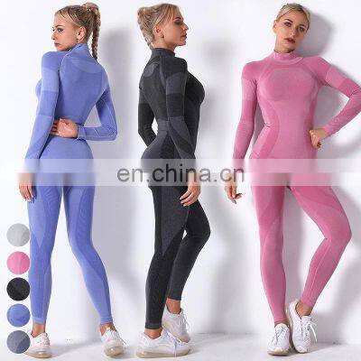 2 Piece Suit Wholesale Activewear Workout Wear Long Sleeve Tshirt Leggings Gym Fitness Sets Seamless Yoga Set For Women