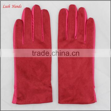 ladies cheap warm winter red suede leather hand gloves