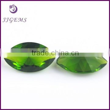 Decorative marquise synthetic green faceted glass gems