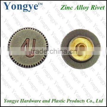 Custom logo fashion Zinc alloy button rivet for jeans