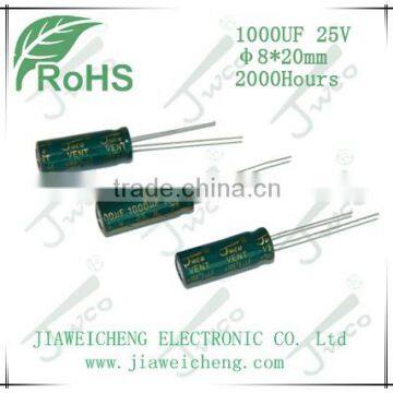 LF 1000UF 25V 8*20mm aluminum electrolytic capacitor