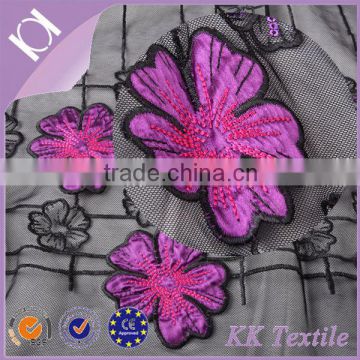2014 new design embroidered tulle fabric satin applique design