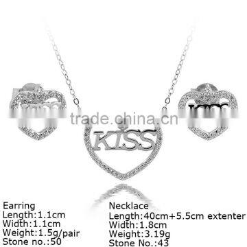 SZA2-003 925 Silver Jewelry Set Kiss and Heart Shape Jewelry Set Latest Fashion Jewelry Set