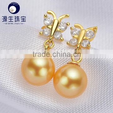 natural circular 8--8.5mm golden and white akoya pearl jewelry set earrings for sales