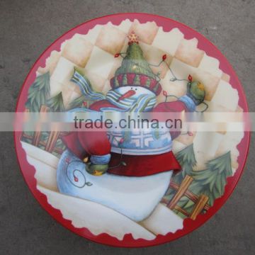 Ceramic flat dishes white porcelain dinner plate for Christmas Day