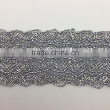 custom gray cushion upholstery polyester silver flat braid trimming