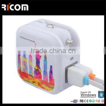 patent US/EU Plug AC Charger Adapter,USB Multicharger for Wall and Car Charger-UC311-Shenzhen Ricom
