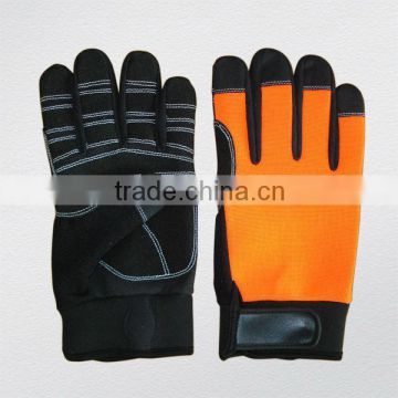 Synthetic leather palm spandex back mechanic glove