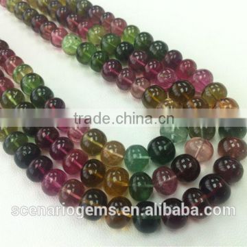 #EMZ582 Natural Multi-Color Plain Roundel Gemstone beads Tourmaline Necklace