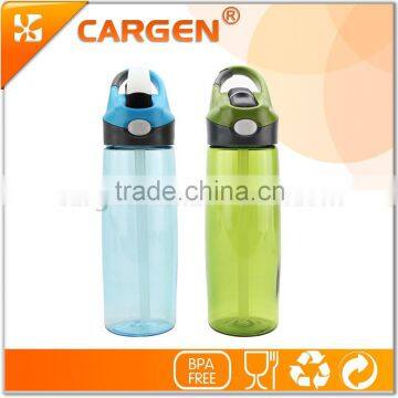 Carabiner flip lid straw sport plastic drink bottle