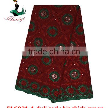 Haniye PLC001 /2016 Latest cotton lace fabric embroidery 100% cotton lace french lace nigerian cotton lace fabric with stones