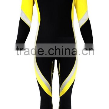 (Hot Selling)Women's Long Sleeve Black and Yellow Colour Neoprene Swimming WetSuits